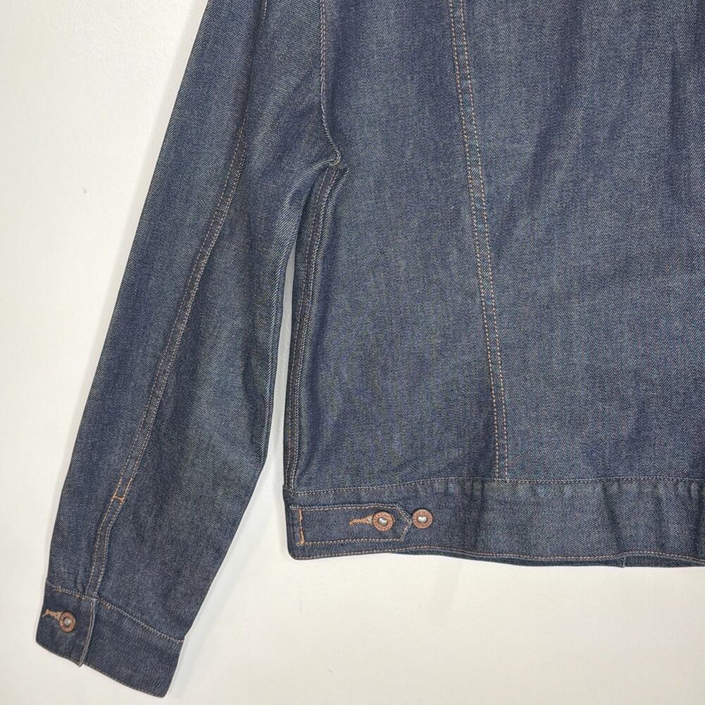 GAP Denim Stretch Jacket Women's size LARGE Made in Hong Kong Dark Wash Blue - Picture 9 of 12